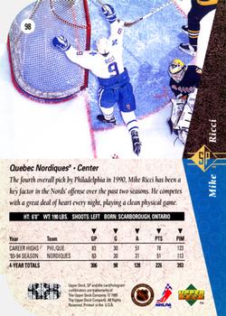 1994-95 SP - Die Cut #98 Mike Ricci Back