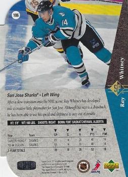 1994-95 SP - Die Cut #106 Ray Whitney Back