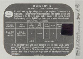 2002-03 Topps Heritage - Reprint Autographs #TMLA-JP Jim Pappin Back