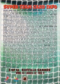1994-95 Stadium Club - Super Teams #3 Buffalo Sabres Back