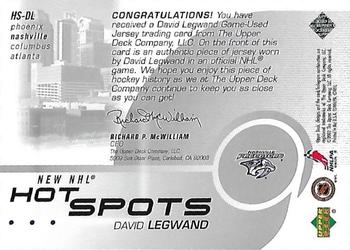 2002-03 Upper Deck - Hot Spots #HS-DL David Legwand Back