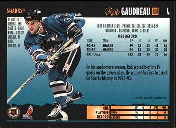 1994-95 Topps Premier #4 Rob Gaudreau Back
