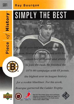 2002-03 Upper Deck Piece of History - Simply the Best #SB1 Ray Bourque Back