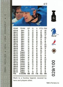 2003-04 Be a Player Memorabilia - Sapphire #49 Mark Messier Back