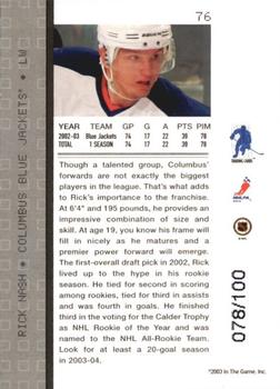 2003-04 Be a Player Memorabilia - Sapphire #76 Rick Nash Back