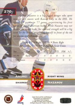 1994-95 Upper Deck #270 Andrei Nazarov Back