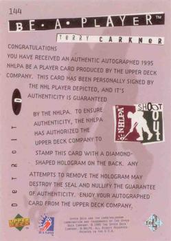 1994-95 Upper Deck Be a Player - Autographs #144 Terry Carkner Back