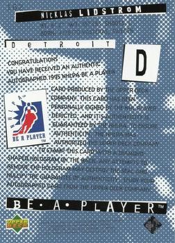1994-95 Upper Deck Be a Player - Autographs #162 Nicklas Lidstrom Back
