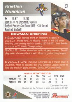 2003-04 Bowman Draft Picks and Prospects - Gold #93 Kristian Huselius Back