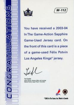 2003-04 In The Game Action - Jerseys #M-112 Felix Potvin Back