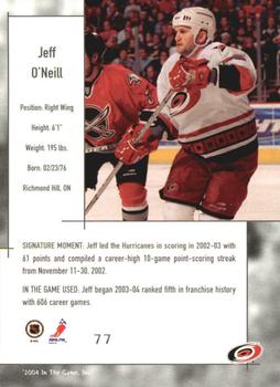 2003-04 In The Game Used Signature Series - Gold #77 Jeff O'Neill Back