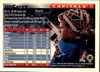 1995-96 Bowman #74 Jim Carey Back