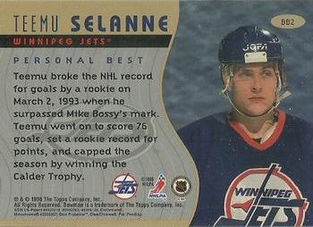 1995-96 Bowman - Bowman's Best #BB2 Teemu Selanne Back