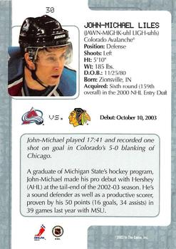 2003-04 In The Game VIP #30 John-Michael Liles Back