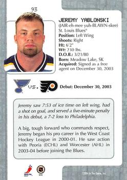 2003-04 In The Game VIP #93 Jeremy Yablonski Back