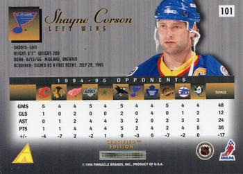 1995-96 Select Certified #101 Shayne Corson Back