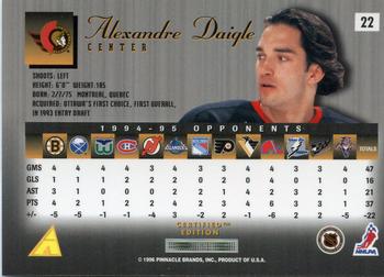 1995-96 Select Certified #22 Alexandre Daigle Back