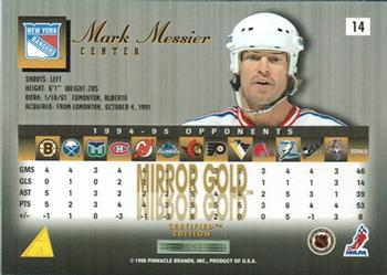 1995-96 Select Certified - Mirror Gold #14 Mark Messier  Back