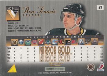 1995-96 Select Certified - Mirror Gold #52 Ron Francis Back