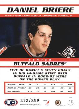 2003-04 Pacific Heads Up - Hobby LTD #12 Daniel Briere Back