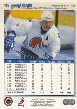 1995-96 Collector's Choice #103 Wendel Clark Back