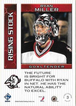 2003-04 Pacific Private Stock Reserve - Rising Stock #3 Ryan Miller Back