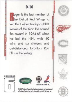 2003-04 Parkhurst Original Six Detroit - Inserts #D-10 Roger Crozier Back