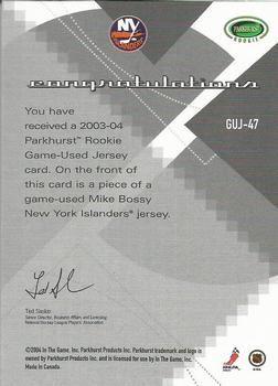 2003-04 Parkhurst Rookie - Game-Used Jersey #GUJ-47 Mike Bossy Back