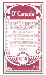 2003-04 Topps C55 - Minis O' Canada Back Red #104 Geoff Sanderson Back