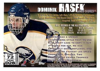 1995-96 Finest #72 Dominik Hasek Back