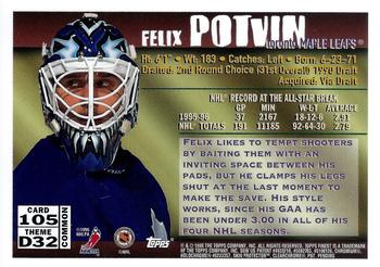 1995-96 Finest #105 Felix Potvin Back