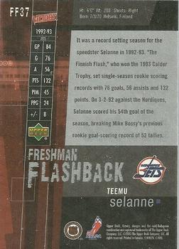 2003-04 Upper Deck Victory - Freshman Flashback #FF37 Teemu Selanne Back
