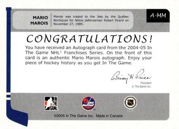 2004-05 In The Game Franchises Canadian - Autographs #A-MM Mario Marois Back