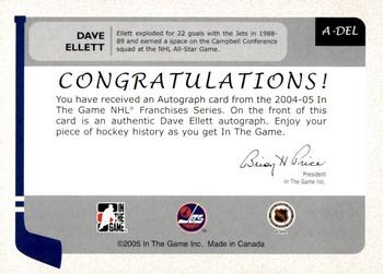 2004-05 In The Game Franchises Canadian - Autographs #A-DEL Dave Ellett Back