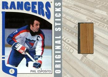 2004-05 In The Game Franchises US East - Original Sticks #EOS-05 Phil Esposito Front