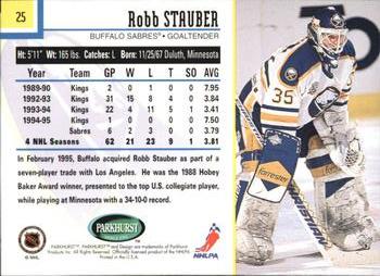 1995-96 Parkhurst International #25 Robb Stauber Back