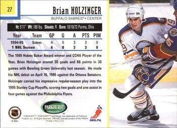 1995-96 Parkhurst International #27 Brian Holzinger Back