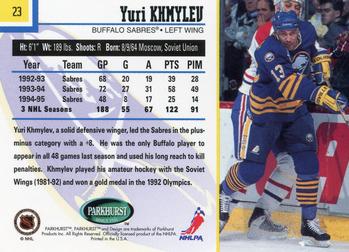 1995-96 Parkhurst International #23 Yuri Khmylev Back