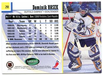 1995-96 Parkhurst International #291 Dominik Hasek Back