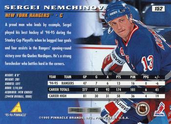 1995-96 Pinnacle #152 Sergei Nemchinov Back