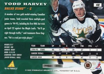 1995-96 Pinnacle #48 Todd Harvey Back
