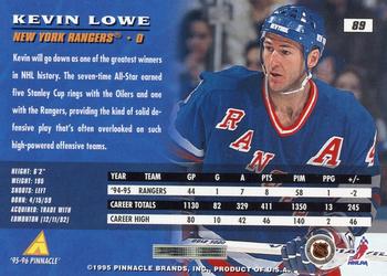 1995-96 Pinnacle #89 Kevin Lowe Back