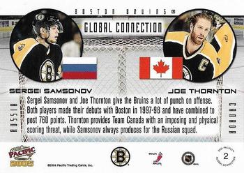 2004-05 Pacific - Global Connection #2 Sergei Samsonov / Joe Thornton Back