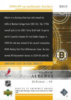 2004-05 SP Authentic - Rookie Redemptions #RR35 Andrew Alberts Back