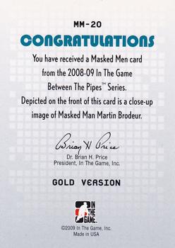 2008-09 In The Game Between The Pipes - Masked Men Gold #MM-20 Martin Brodeur  Back