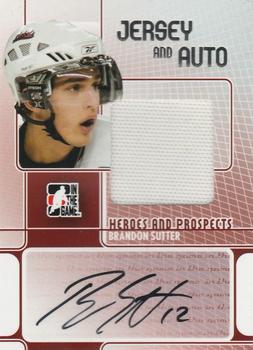2008-09 In The Game Heroes and Prospects - Jerseys Autographs #JA-BS Brandon Sutter  Front
