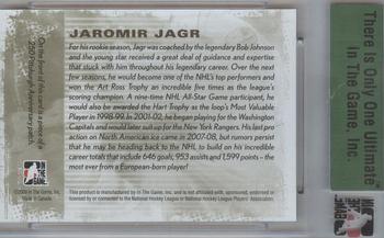 2008-09 In The Game Ultimate Memorabilia #NNO Jaromir Jagr Back