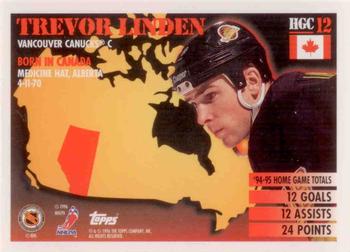 1995-96 Topps - Home Grown Canada #HGC12 Trevor Linden Back