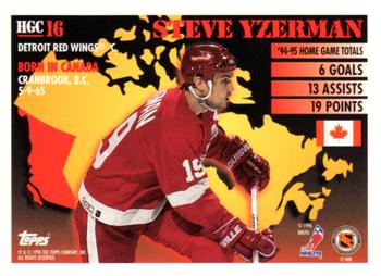1995-96 Topps - Home Grown Canada #HGC16 Steve Yzerman Back