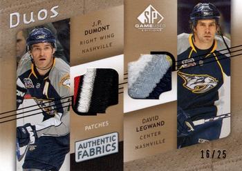2008-09 SP Game Used - Authentic Fabrics Duos Patches #AF2-ED J.P. Dumont / David Legwand  Front